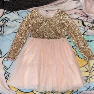 Cat & Jack Pink Dress with Gold Sequins